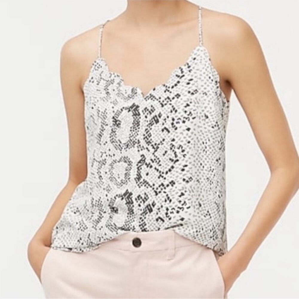 J.Crew women’s size 12 snakeskin print scalloped edge cami/camisole tank top - Picture 2 of 7